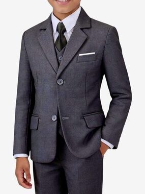 Addeneo 3-Piece Kids Suit – Dark Grey | Size 10–12 🩶